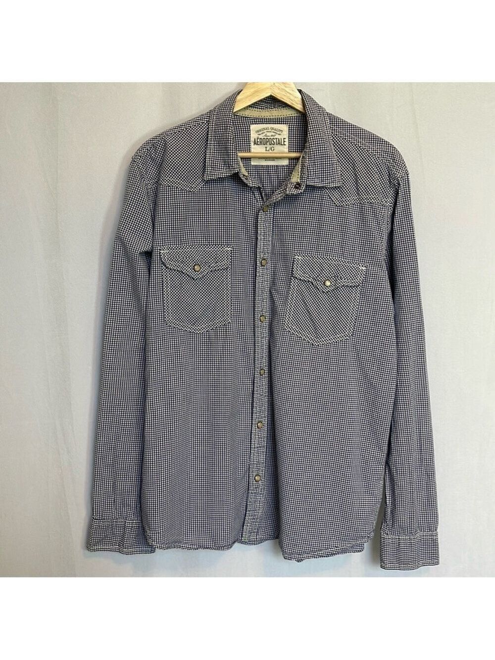 Aeropostale Men's Western Pearl Snap Button Down Shirt Size L Long Sleeve EUC